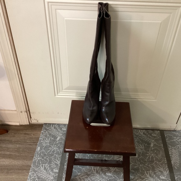 NINE WEST BROWN LEATHER / SUEDE KNEE HIGH BOOTS SZ 6.5 EUC $149 - Picture 2 of 12